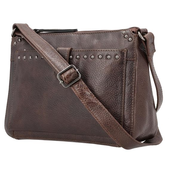 Anti-Theft Leah Buffalo Leather Sling Crossbody Handbag With Locking Ziers XD - Picture 4 of 9